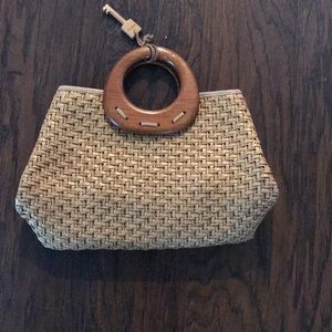 Woven straw purse